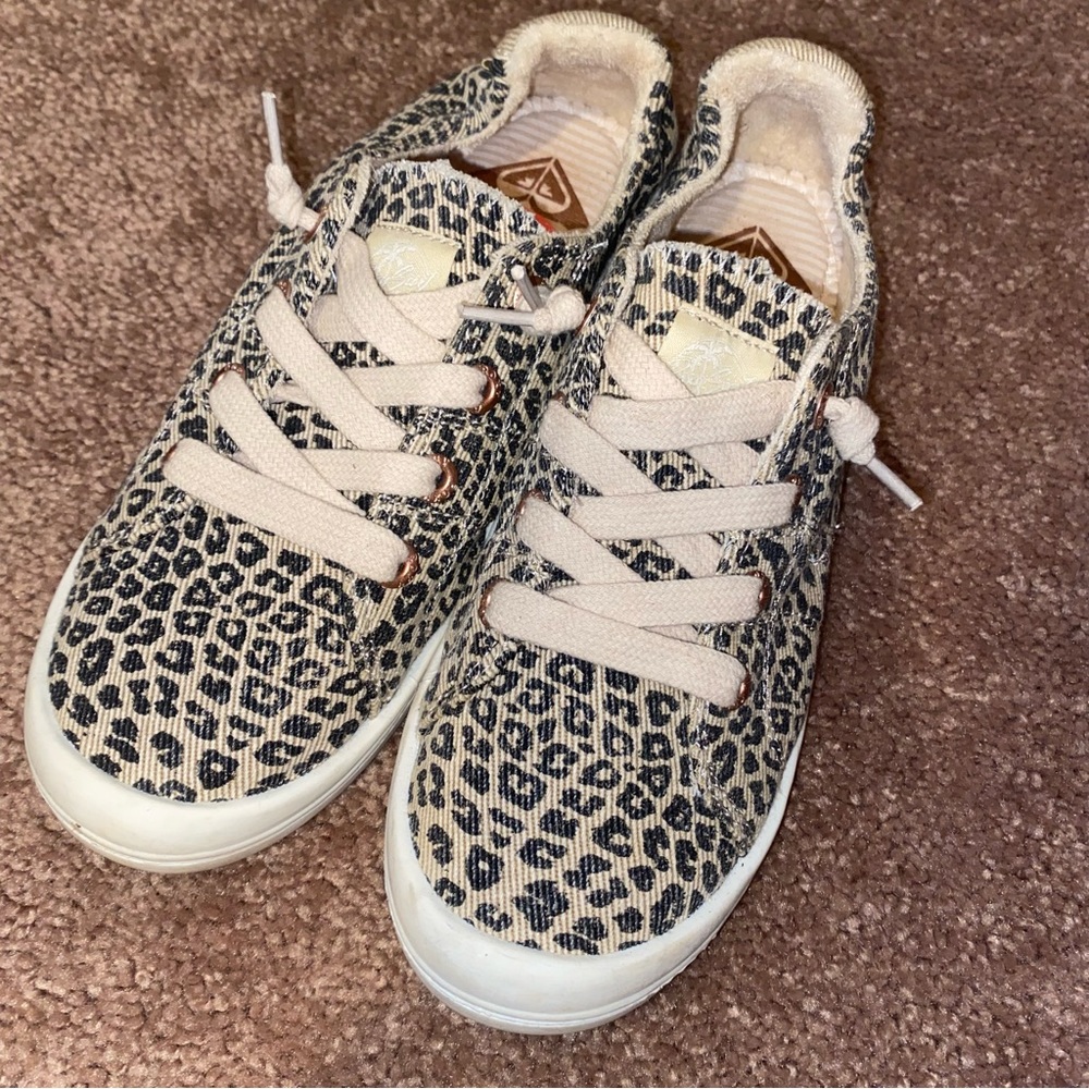 Roxy Leopard Print Sneakers - Black and Cream